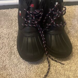 Tommy Hilfiger Kids Black Boots with Multicolor Laces